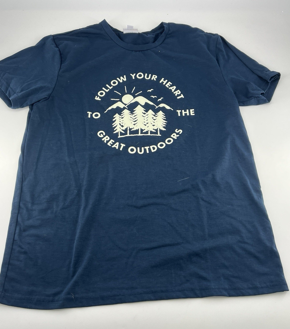 Lularoe Liv T Tee Follow Your Heart to the Great Outdoors Blue Teal Large